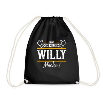Willy Geschenkidee Geschenk Geburtstag - Turnbeutel - Schwarz - Vorne