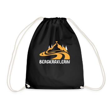 BERGKRAXLERIN - Alpenherz Berge Herz Berg Klettern - Turnbeutel - Schwarz - Vorne