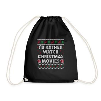 Christmas Movies Ugly Christmas Design Funny Xmas - Turnbeutel - Schwarz - Vorne