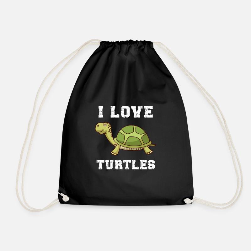 I love turtles water turtle - Turnbeutel - Schwarz