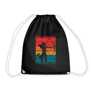 Never Underestimate A Girl With A Bow Archery - Drawstring Bag - black - Front