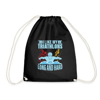 I like my triathlons long and hard Triathlon Swim - Turnbeutel - Schwarz - Vorne