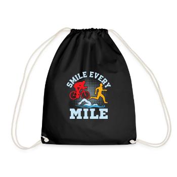 Smile Every Mile Swim Cycle Run Triathlon - Drawstring Bag - black - Front