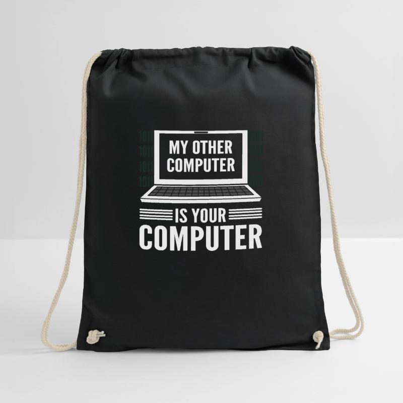 My other computer is your computer. White Hat Drawstring Bag