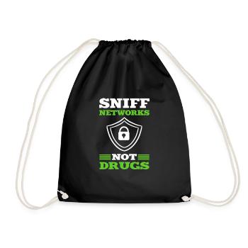Sniff Networks. White Hat Hacker. - Drawstring Bag - black - Front