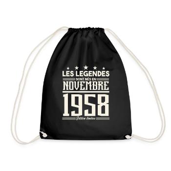 Les légendes sont nés en novembre 1958. - Sac de sport léger - noir - Devant