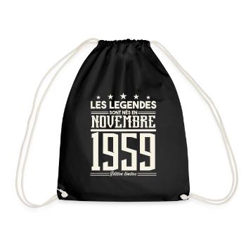Les légendes sont nés en novembre 1959. - Sac de sport léger - noir - Devant