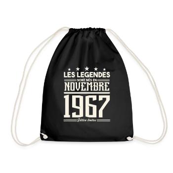 Les légendes sont nés en novembre 1967. - Sac de sport léger - noir - Devant