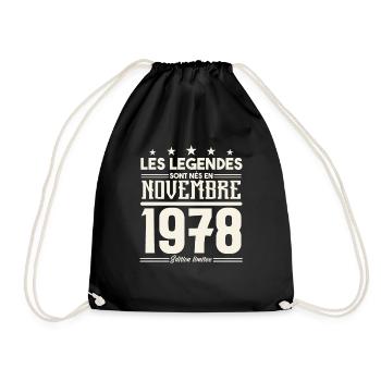 Les légendes sont nés en novembre 1978. - Sac de sport léger - noir - Devant