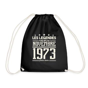 Les légendes sont nés en novembre 1973. - Sac de sport léger - noir - Devant