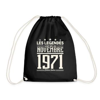 Les légendes sont nés en novembre 1971. - Sac de sport léger - noir - Devant