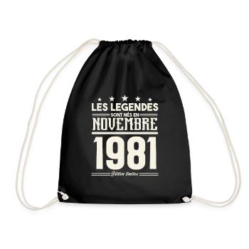 Les légendes sont nés en novembre 1981. - Sac de sport léger - noir - Devant