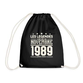 Les légendes sont nés en novembre 1989. - Sac de sport léger - noir - Devant