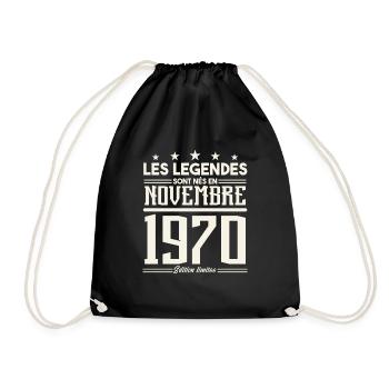 Les légendes sont nés en novembre 1970. - Sac de sport léger - noir - Devant