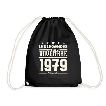Les légendes sont nés en novembre 1979. - Sac de sport léger - noir - Devant