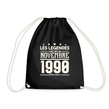 Les légendes sont nés en novembre 1990. - Sac de sport léger - noir - Devant