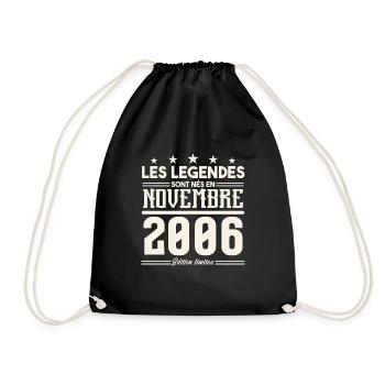 Les légendes sont nés en novembre 2006. - Sac de sport léger - noir - Devant