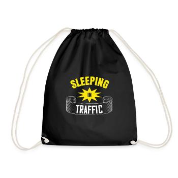 sleeping in traffic - Drawstring Bag - black - Front