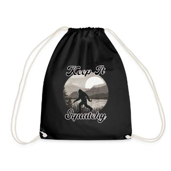 Keep It Squatchy Funny Sasquatch Retro Bigfoot - Drawstring Bag - black - Front