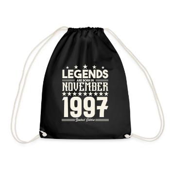Legenden werden im November 1997 geboren.Geschenkjubiläum - Turnbeutel - Schwarz - Vorne