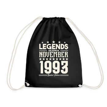 Legenden werden im November 1993 geboren.Geschenkjubiläum - Turnbeutel - Schwarz - Vorne