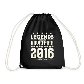 Legenden werden im November 2016 geboren.Geschenkjubiläum - Turnbeutel - Schwarz - Vorne
