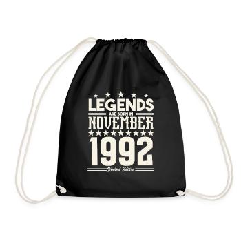 Legenden werden im November 1992 geboren.Geschenkjubiläum - Turnbeutel - Schwarz - Vorne