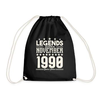 Legenden werden im November 1990 geboren.Geschenkjubiläum - Turnbeutel - Schwarz - Vorne