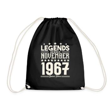 Legenden werden im November 1967 geboren.Geschenkjubiläum - Turnbeutel - Schwarz - Vorne