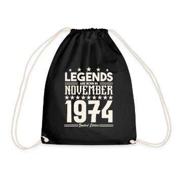 Legenden werden im November 1974 geboren.Geschenkjubiläum - Turnbeutel - Schwarz - Vorne