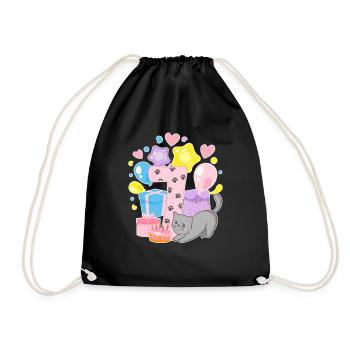 Tee shirt anniversaire chaton enfin 7 ans fille - Sac de sport léger - noir - Devant