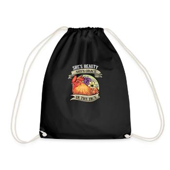 She is beauty, she is grace, she will get into your - Drawstring Bag - black - Front