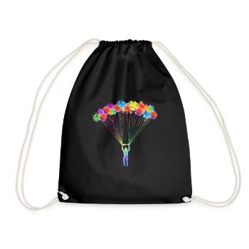 Skydiving Color Splash Jumping - Drawstring Bag - black - Front