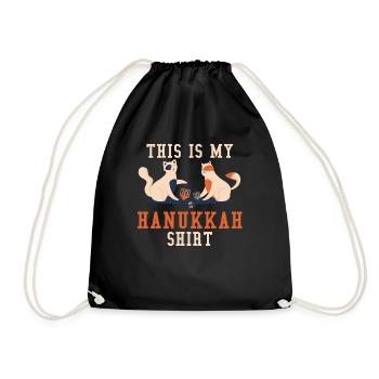 Cats Jewish Christmas Jew This My Hanukkah - Drawstring Bag - black - Front