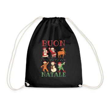 Merry December Italian Greetings Christmas - Drawstring Bag - black - Front