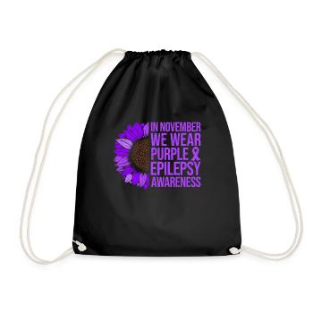 Epilepsy Awareness Sunflower - Drawstring Bag - black - Front