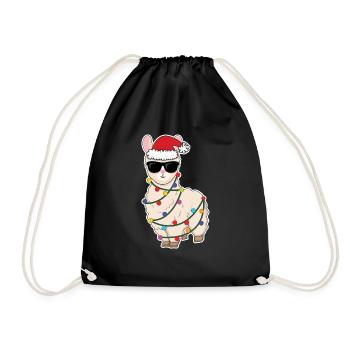 Lumières de Noël Lama Alpaga Décembre Noël - Sac de sport léger - noir - Devant