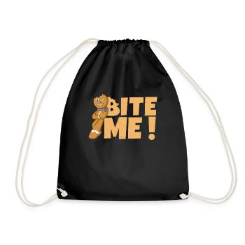 Bite Cookie December Santa Joke Funny Christmas - Drawstring Bag - black - Front