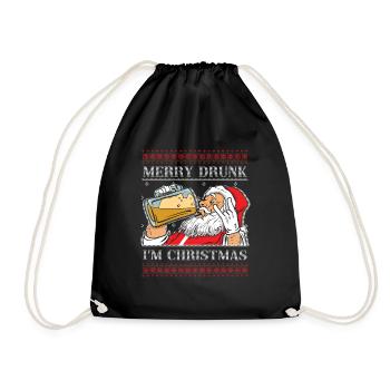 Hässlicher Dezember Betrunkener Bierliebhaber Hässliche Weihnachten - Turnbeutel - Schwarz - Vorne