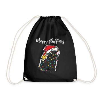 Santa Cat December Meow Christmas Lights - Drawstring Bag - black - Front