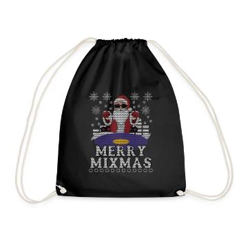 Ugly December Techno Rave Mix Santa Ugly Christmas - Drawstring Bag - black - Front