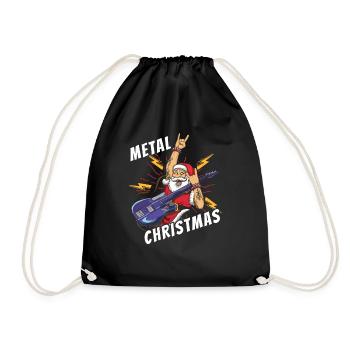 Dezember Santa Rocker Love Metal Weihnachten - Turnbeutel - Schwarz - Vorne