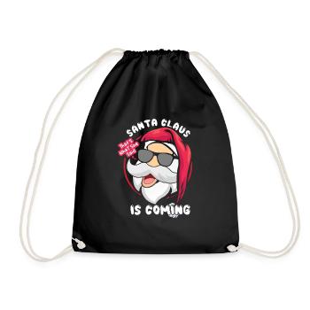 Dezember Santa Is Coming Witz Lustige Weihnachten - Turnbeutel - Schwarz - Vorne