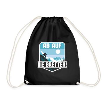 Skifahren Skipiste Ab auf die Bretter - Turnbeutel - Schwarz - Vorne