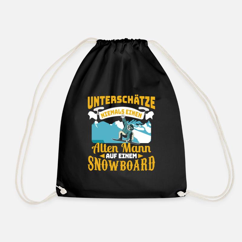 Snowboard Unterschätze niemals einen alten Mann - Turnbeutel - Schwarz