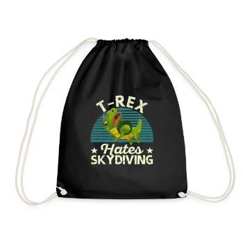 T-Rex hates skydiving Funny parachute - Drawstring Bag - black - Front