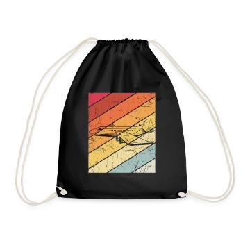 Retro Fliegen Vintage Flugzeug Pilot Geschenk - Turnbeutel - Schwarz - Vorne