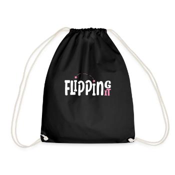 Flipping It Design - Gymnast Gift Idea - Drawstring Bag - black - Front