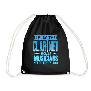 I Play The Clarinet Because Musician Need Heroes - Drawstring Bag - black - Front