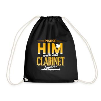 Praise Him With The Clarinet Hymns Cool Retro - Drawstring Bag - black - Front